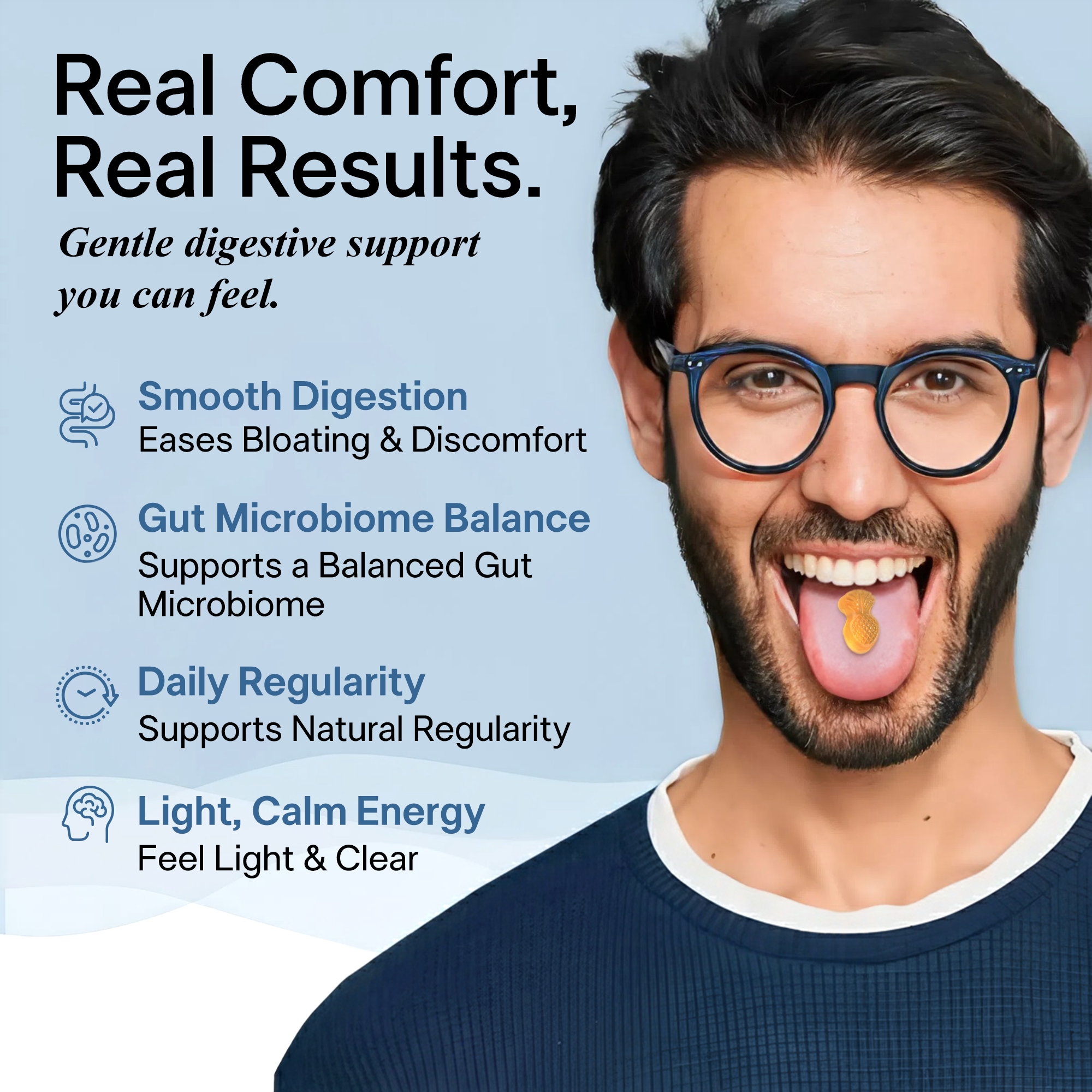 Daily 3-in-1 Synbiotic Gut Gummies - Prebiotic, Probiotic & Enzymes for Bloat Relief, Regularity & Gut Balance -  2B CFU LactoSpore®, Coconut MOS & Acacia Fiber