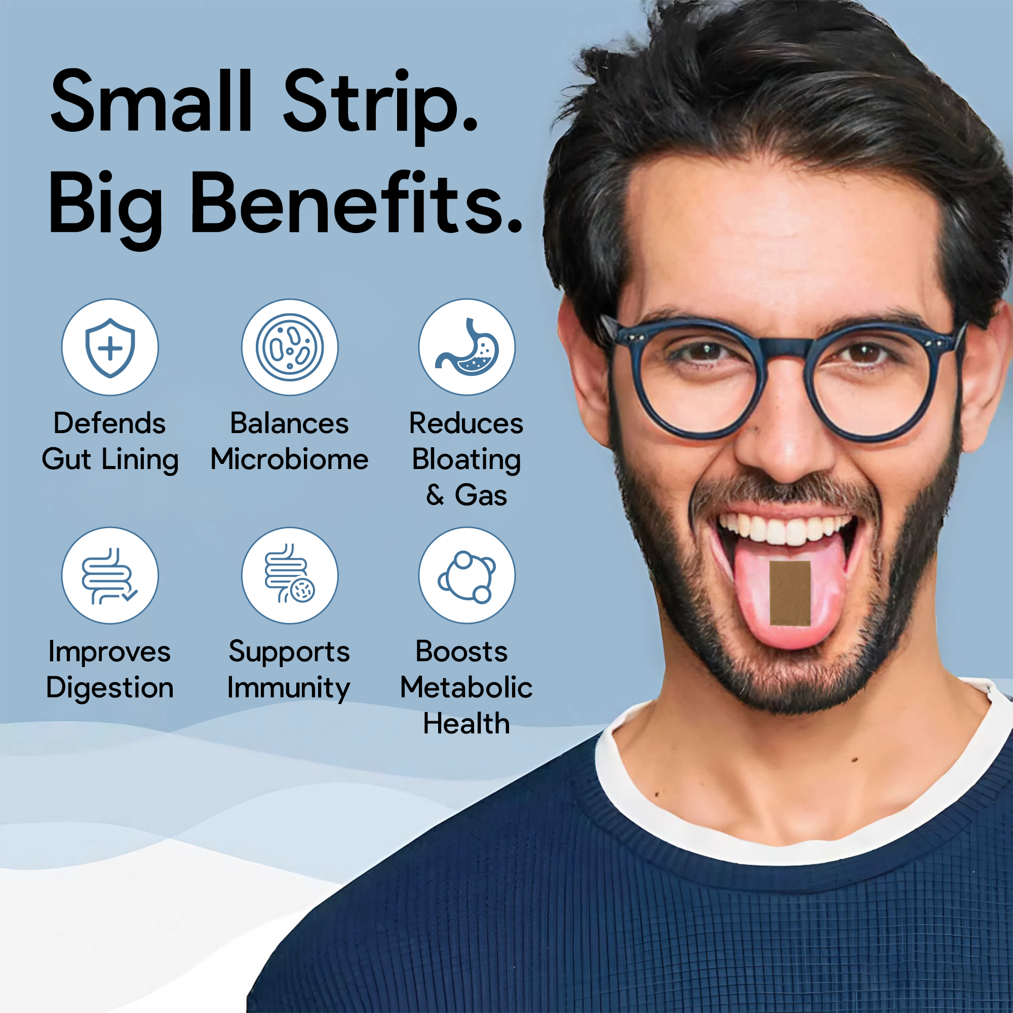 Daily Digestive Oral Strip - 10B Probiotic + Coconut MOS & Enzymes for On-the-Go Bloat Relief