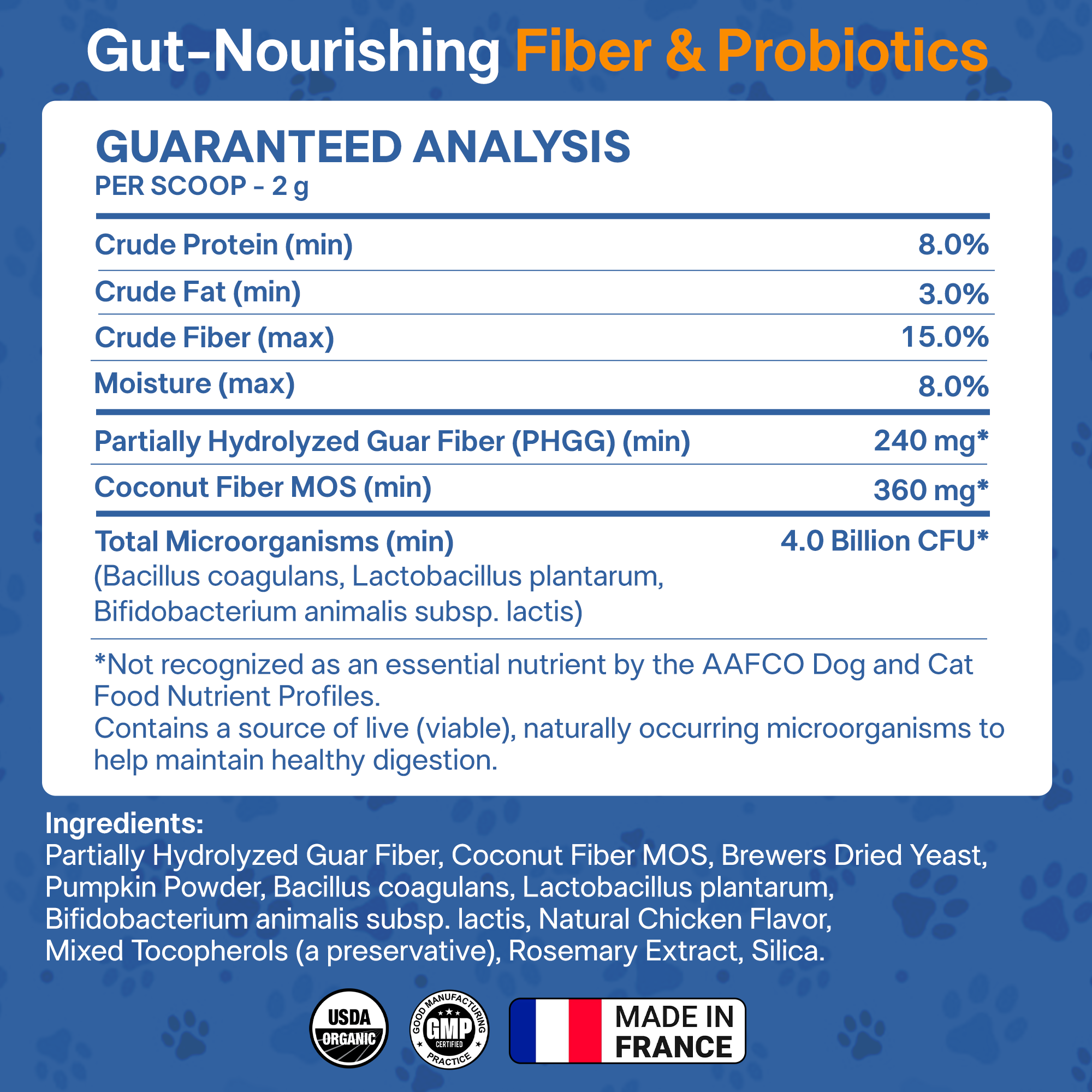 Gentle Synbiotic Powder for Dogs & Cats - 4B CFU Probiotics + PHGG & Coconut MOS - Sensitive Tummy & Firm Stool Support, Low-FODMAP, Inulin-Free, 60 g